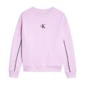 Girls Lavender Pink Piping Boxy Fit Sweat Top