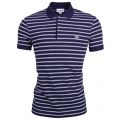 Mens Blue Chine & Flour S/s Striped Polo Shirt 14695 by Lacoste from Hurleys