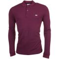 Mens Burgundy & Navy Fine Stripe L/s Polo Shirt 61739 by Lacoste from Hurleys