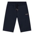 Boys Navy Gold Logo Sweat Shorts 102310 by BOSS from Hurleys