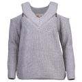Womens Pearl Heather Zip Detail Cold Shoulder Knitted Jumper 15715 by Michael Kors from Hurleys
