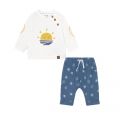 Baby White/Blue Sun Top & Pants Set
