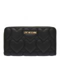 Womens Black Heart Quilted Zip Around Purse 82952 by Love Moschino from Hurleys