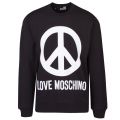 Mens Black Peace Logo Regular Fit Sweat Top 35238 by Love Moschino from Hurleys