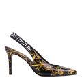 Womens Black/Gold Baroque Patent Slingback Heels 101300 by Versace Jeans Couture from Hurleys