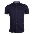Mens Navy Ital Textured S/s Shirt 72089 by Ted Baker from Hurleys