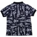 Boys Navy & White In Space Print S/s Polo Shirt