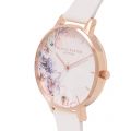 Womens Blush & Rose Gold Watercolour Florals Big Dial Watch 26054 by Olivia Burton from Hurleys