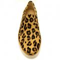 Womens Chestnut Leopard Keile Calf Hair Pumps