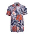 Mens Blue Clapp Bold Leaf S/s Shirt 73765 by Ted Baker from Hurleys