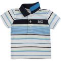 Toddler White/Blue Multi Stripe Logo S/s Polo Shirt 73285 by BOSS from Hurleys