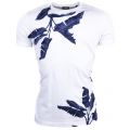 Mens White T-Diego-Mn Palm Print S/s Tee Shirt