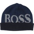 Boys Navy Branded Knitted Hat 13263 by BOSS from Hurleys