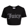 Womens Black Diamante Cropped S/s T Shirt 94912 by Juicy Couture from Hurleys