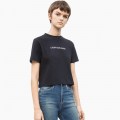 Womens CK Black Small Institutional Cropped S/s T Shirt 39025 by Calvin Klein from Hurleys