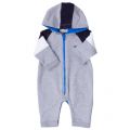Baby Grey Melange Zip Hooded Sweat Romper Suit 62524 by Armani Junior from Hurleys