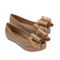 Kids Tan Ultragirl Foil Bow Shoes (13-1) 110891 by Mini Melissa from Hurleys