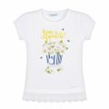 Girls White Daisy Popcorn S/s T Shirt 58281 by Mayoral from Hurleys