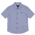 Boys Blue Tonal Check S/s Shirt 38028 by Emporio Armani from Hurleys