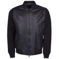 Casual Mens Dark Blue Jayger Leather Jacket 22008 by BOSS from Hurleys