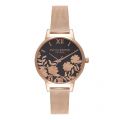 Womens Rose Gold Lace Detail Midi Watch 10086 by Olivia Burton from Hurleys