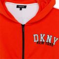 Girls Peach Collegiate Hooded Zip Through Sweat Top 102572 by DKNY from Hurleys