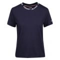 Womens Black Iris Branded Neck S/s T Shirt 50220 by Tommy Jeans from Hurleys