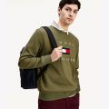 Mens Utility Olive Tommy Flag Crew Sweat Top 83074 by Tommy Hilfiger from Hurleys