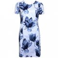 Womens White & Blue Floral Fitted Dress