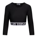 Womens Black/White Shiny Lycra Crop L/s T Shirt 90822 by Versace Jeans Couture from Hurleys