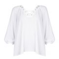 Womens White Scallop Edge Lace Up Neck Blouse 27455 by Michael Kors from Hurleys