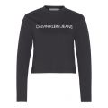 Womens Black Institutional Logo Cropped L/s T Shirt 49937 by Calvin Klein from Hurleys