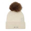 Womens Chalk White/Natural Cable Hat with Fur Pom 78195 by BKLYN from Hurleys