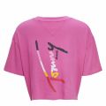 Womens Fuchsia Cropped Script Logo S/s T Shirt 39253 by Tommy Jeans from Hurleys