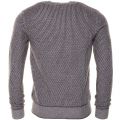 Mens Patterned Waffle Crew Knitted Jumper