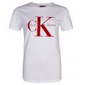 Womens Bright White & Red Tanya-44 S/s T Shirt 20619 by Calvin Klein from Hurleys