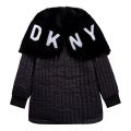 Girls Black Quilted Hooded Zip Through Coat 92514 by DKNY from Hurleys