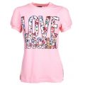 Womens Pink Floral Logo S/s Tee Shirt 10478 by Love Moschino from Hurleys