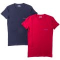 Mens Navy & Burgundy 2 Pack Logo Crew S/s Tee Shirts 66836 by Emporio Armani from Hurleys
