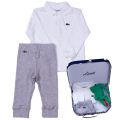 Baby White & Grey L/s Polo Shirt Set (1yr) 63748 by Lacoste from Hurleys
