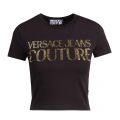 Womens Black Logo Stones Cropped S/s T Shirt 51232 by Versace Jeans Couture from Hurleys