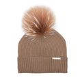 Womens Coffee/Brown White Tips Bobble Hat with Fur Pom 98664 by BKLYN from Hurleys