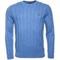 Mens Dusk Blue Cable Crew Knitted Jumper 35419 by Lyle and Scott from Hurleys