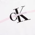 Girls Bright White Monogram Stripe Sweat Top 56093 by Calvin Klein from Hurleys