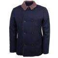Mens Blue Double Breasted Shearling Collar Coat 61201 by Armani Jeans from Hurleys