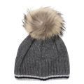 Womens Grey Marl Aboa Fur Knitted Hat 49007 by Pyrenex from Hurleys