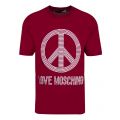 Mens Red Peace Stud Regular Fit S/s T Shirt 43133 by Love Moschino from Hurleys