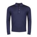 Mens Navy Merino Knit L/s Polo Shirt 28777 by PS Paul Smith from Hurleys