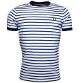 Mens Carbon Blue Breton Stripe Ring S/s Tee Shirt