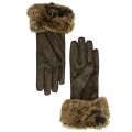 Womens Brown Fur Trim Leather Gloves 12586 by Barbour from Hurleys